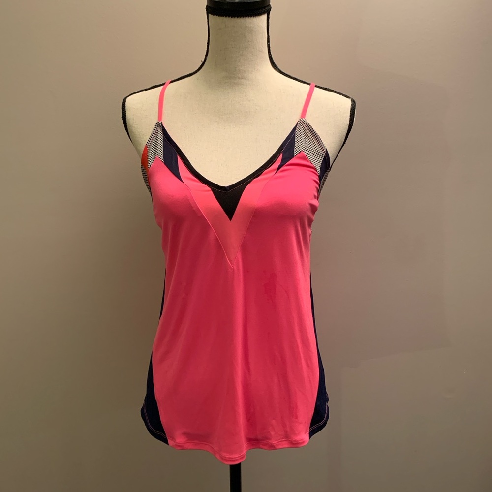 Hot pink tank top.